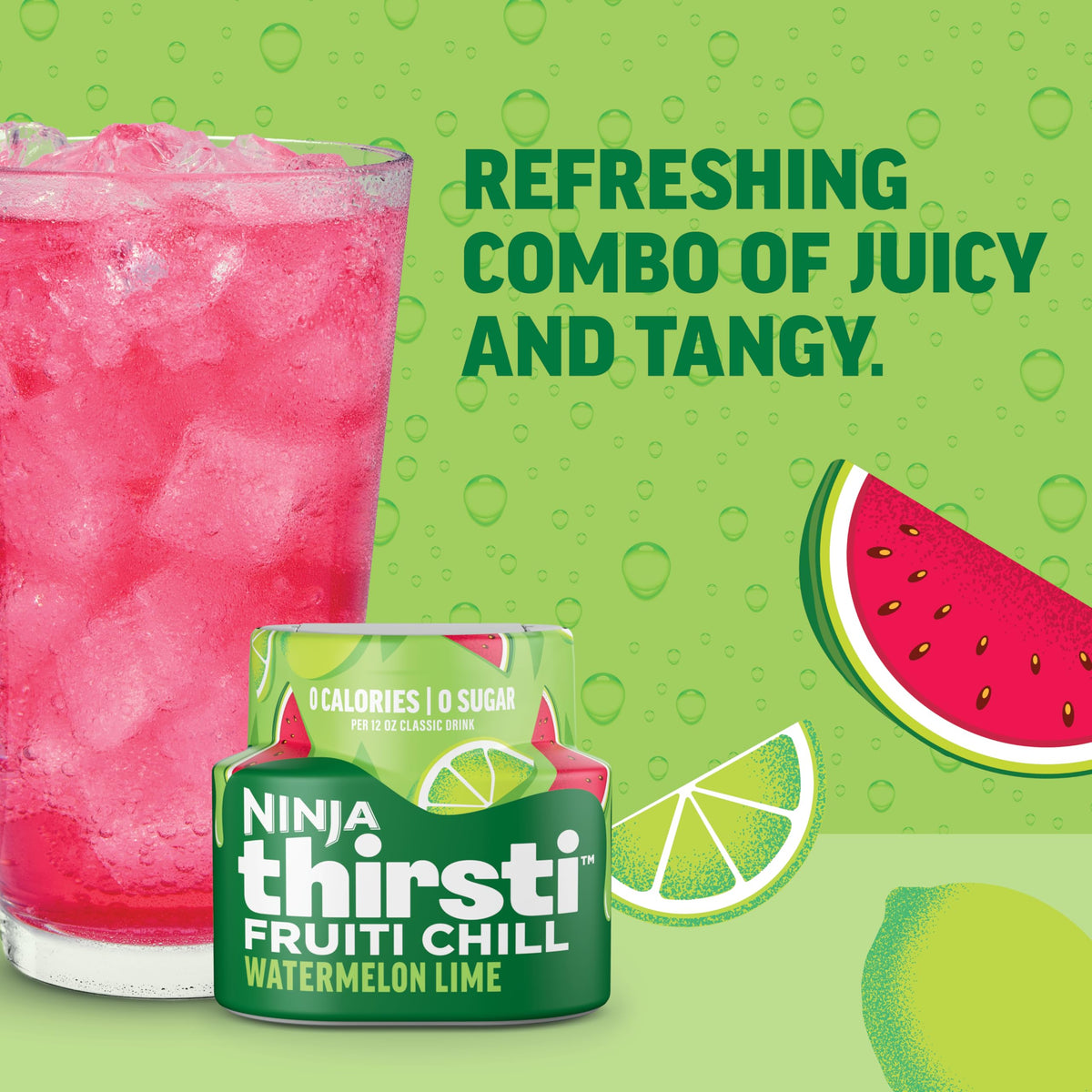 Ninja Thirsti FRUITI CHILL Water Drops packaging front showing three flavors.