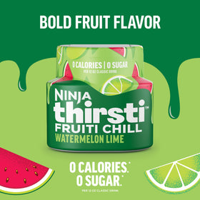 Ninja Thirsti Fruit Chill Watermelon Lime drops close-up showing vibrant flavor.