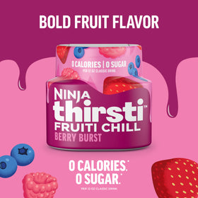 Ninja Thirsti Frutti Chill Berry Punch pour demonstrates sparkling or still versatility.
