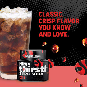 Ninja Thirsti glass with a soda-inspired drink, refreshing.