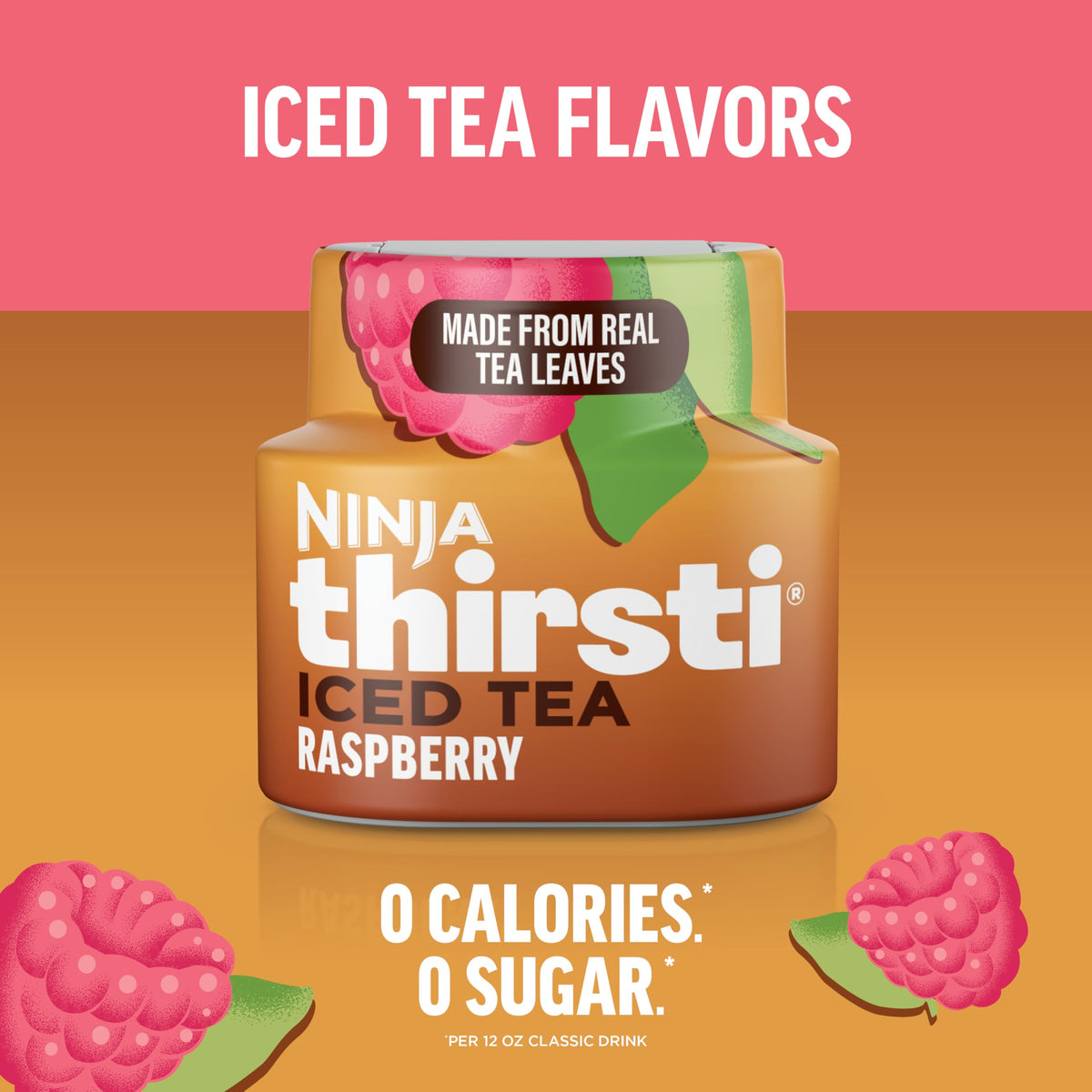 Ninja Thirsti Raspberry drops bottle-dispense view for quick flavoring