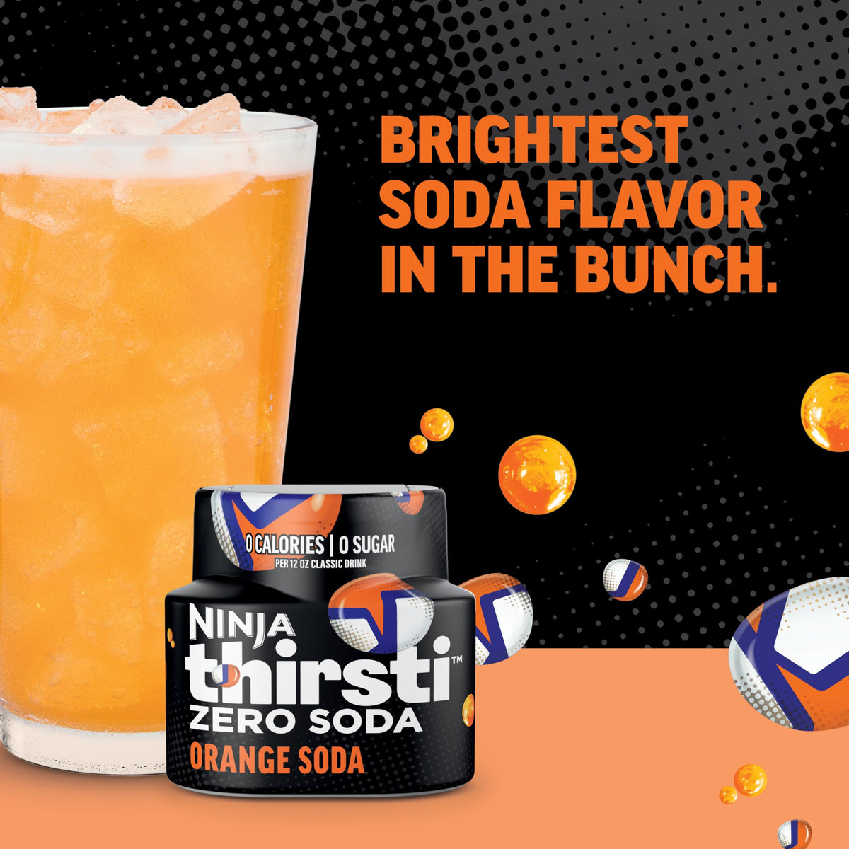 Ninja Thirsti label closeup showing zero sugar clarity for smart choices.