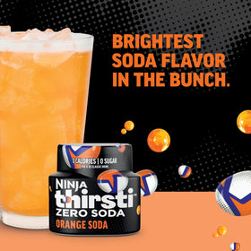 Ninja Thirsti label closeup showing zero sugar clarity for smart choices.
