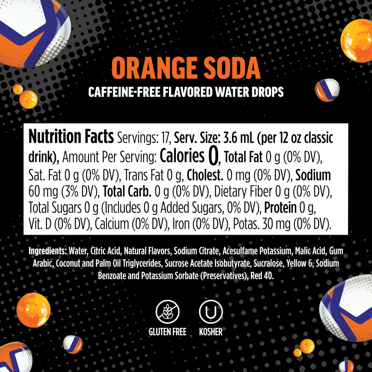 Ninja Thirsti orange soda drops on a glass to flavor water instantly.