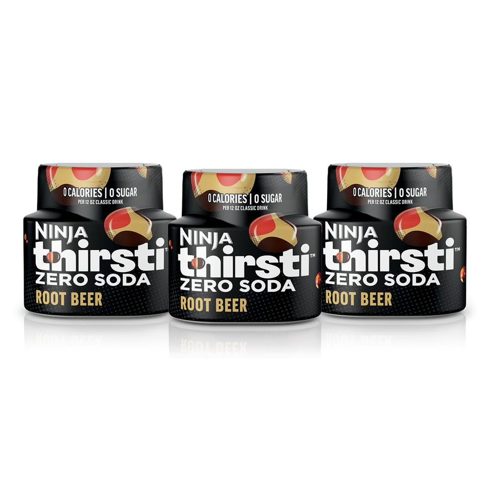 Ninja Thirsti root beer drops pour for zero-calorie fountain-style flavor