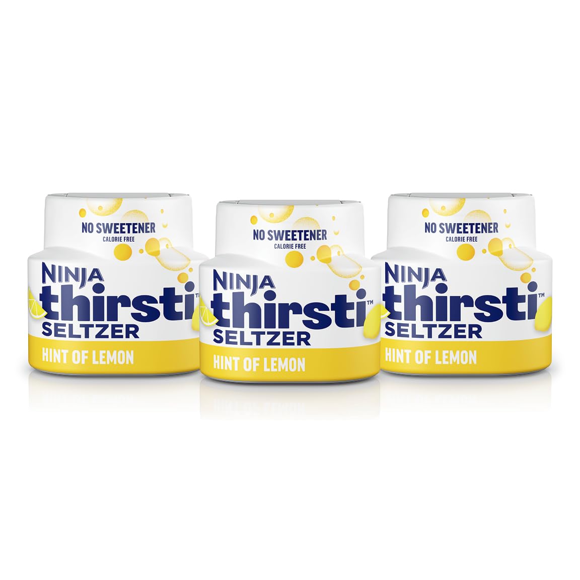 Ninja Thirsti Seltzer Lemon bottle pour shows refreshing, zero-calorie hydration.