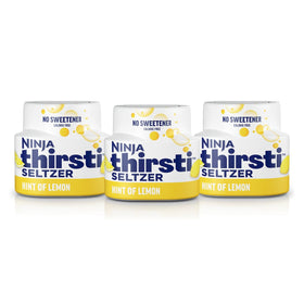 Ninja Thirsti Seltzer Lemon bottle pour shows refreshing, zero-calorie hydration.