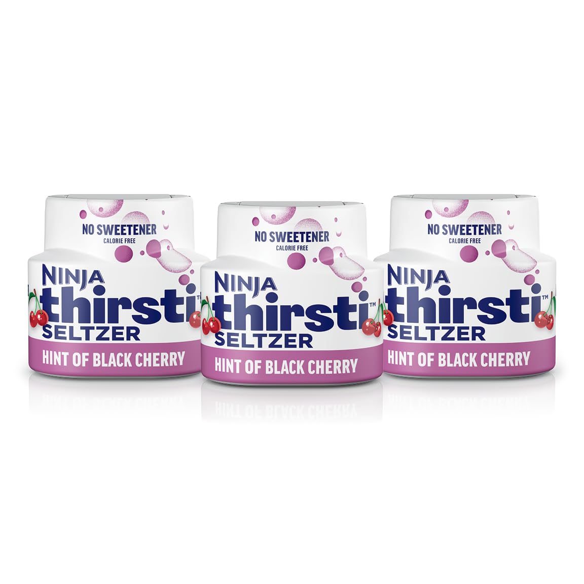 Ninja Thirsti Splash Black Cherry bottle highlighting zero calories and flavor