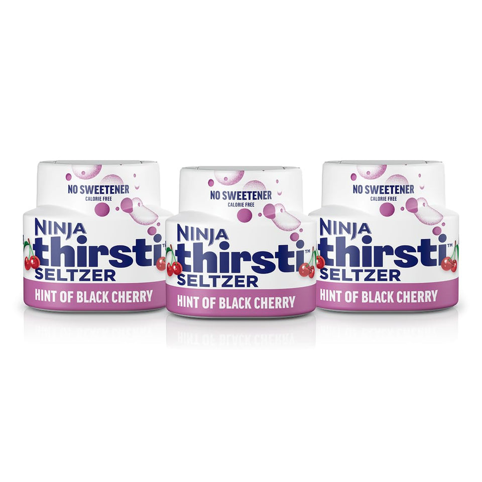 Ninja Thirsti Splash Black Cherry bottle highlighting zero calories and flavor