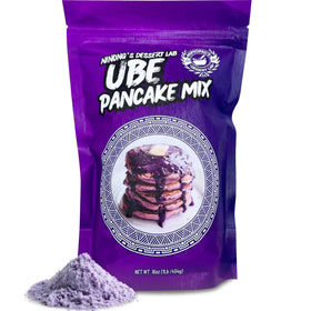 Ninong's Dessert Lab Ube Pancake Mix bag, ready to cook fluffy purple pancakes.