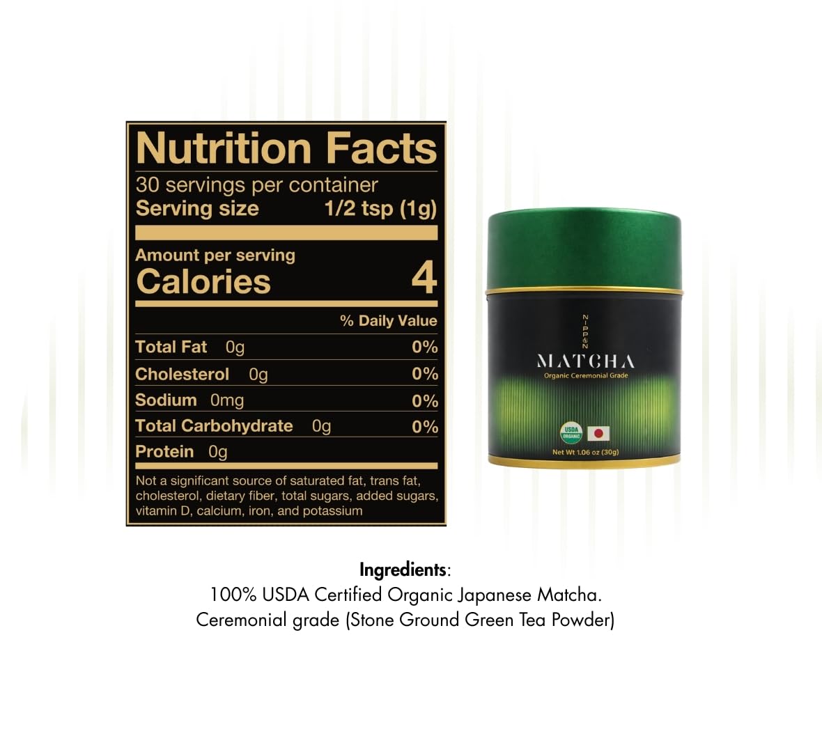Nippon Matcha antioxidant-rich green tea powder for daily use.