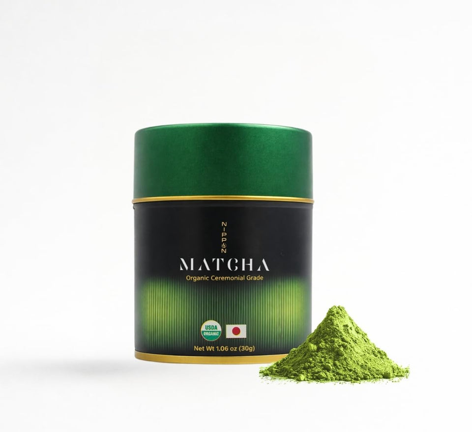 Nippon Matcha ceremonial-grade Uji first-harvest leaves ready for premium tea ritual.