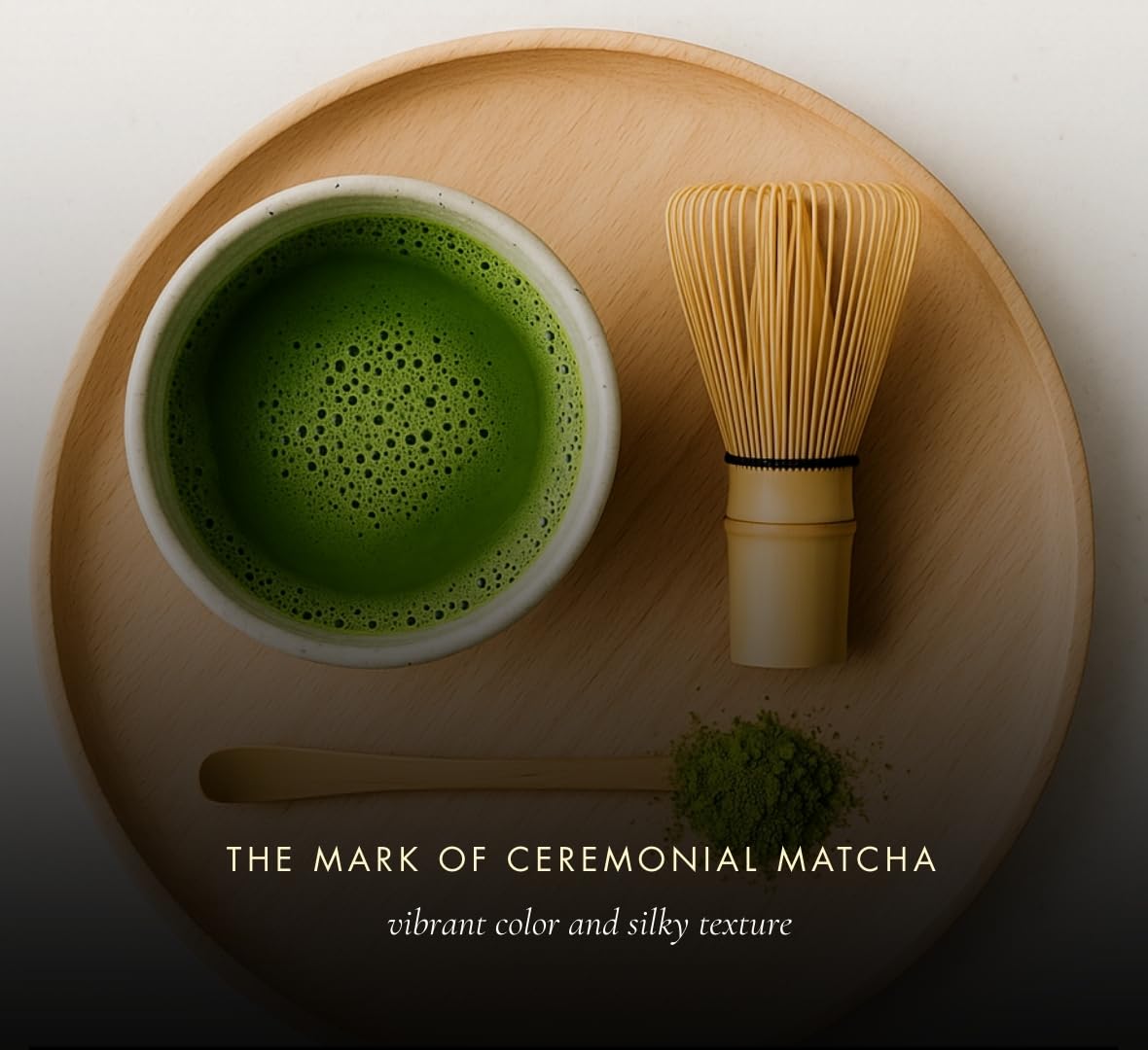 Nippon Matcha stone-ground fine powder texture for smooth whisking.