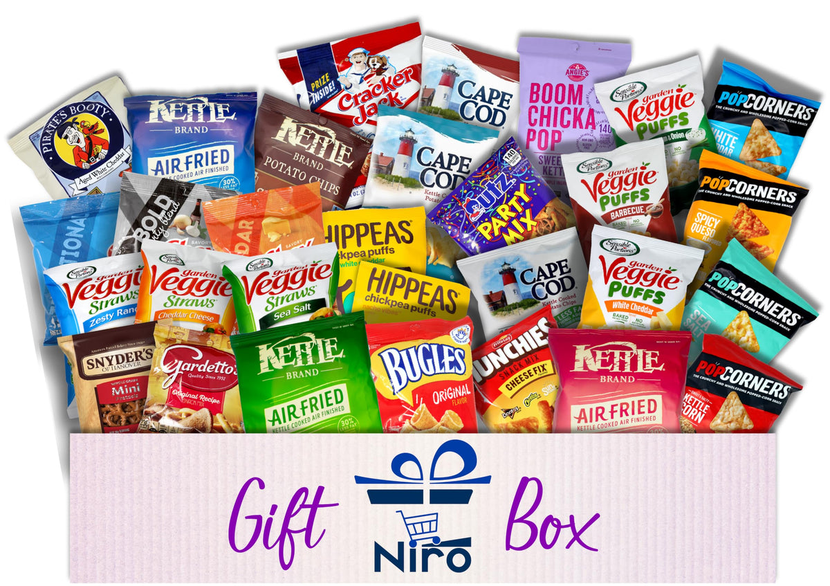 Niro 50-snack variety pack ready for care packages and celebrations.