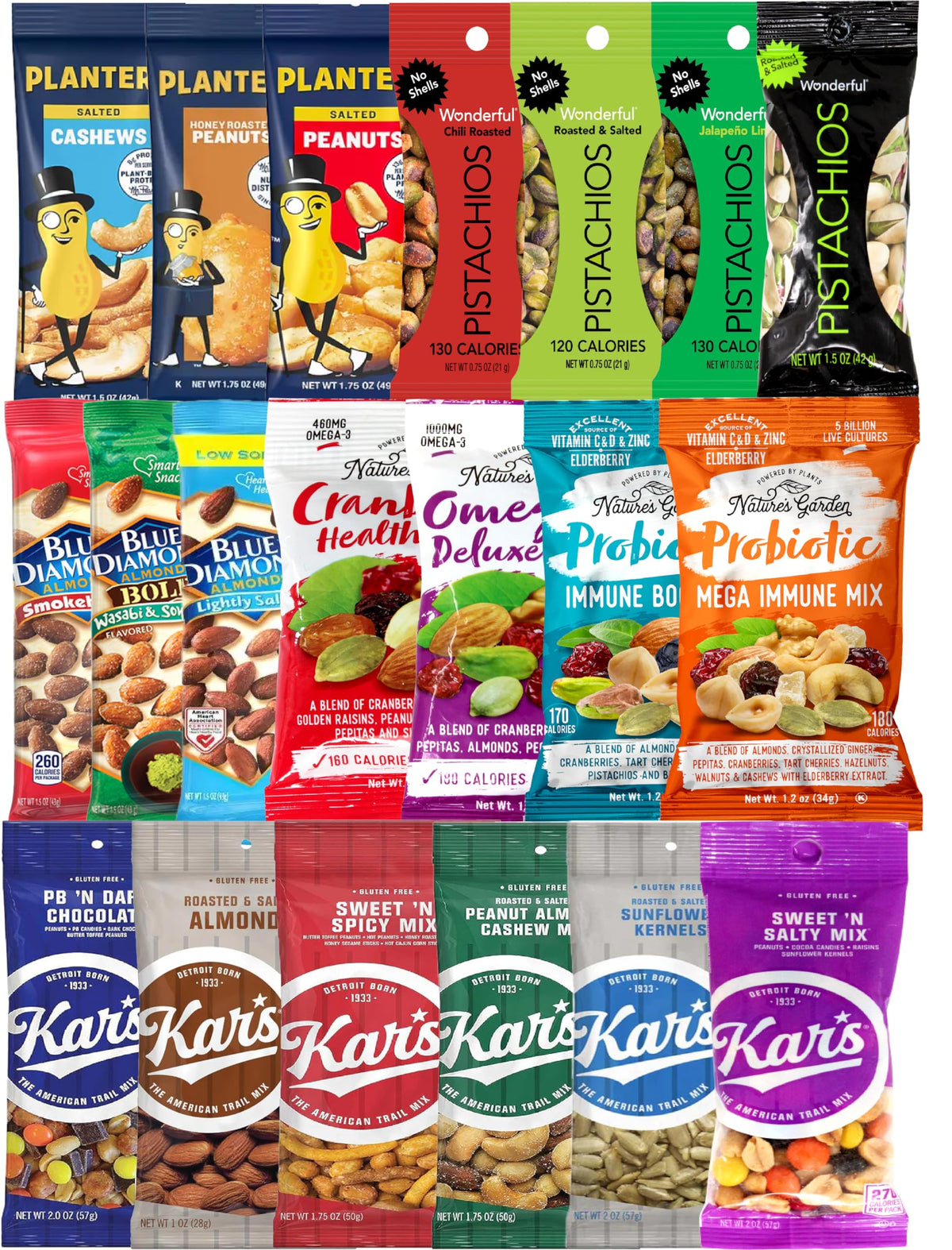 Niro gift basket trail mix snacks, 20-pack, ideal for on-the-go snacking.