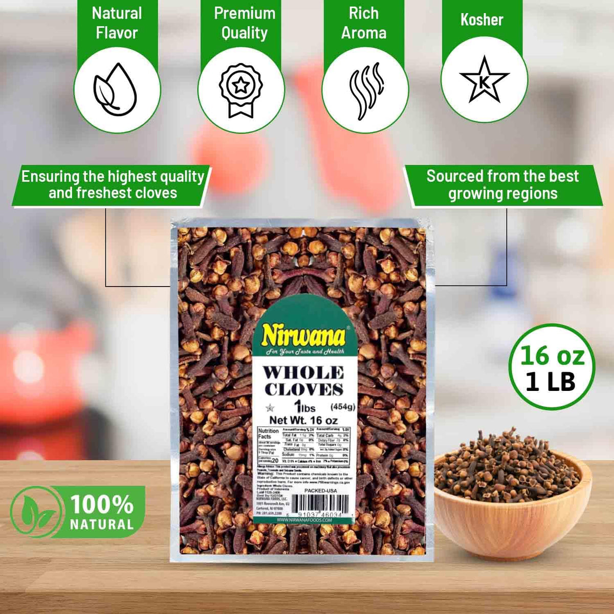 Nirwana Cloves Whole with strong aroma enhancing tea, chai, and warm beverages.