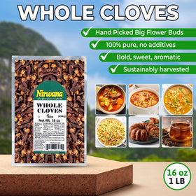 Nirwana Cloves Whole hand-selected quality elevates spice blends and festive infusions.