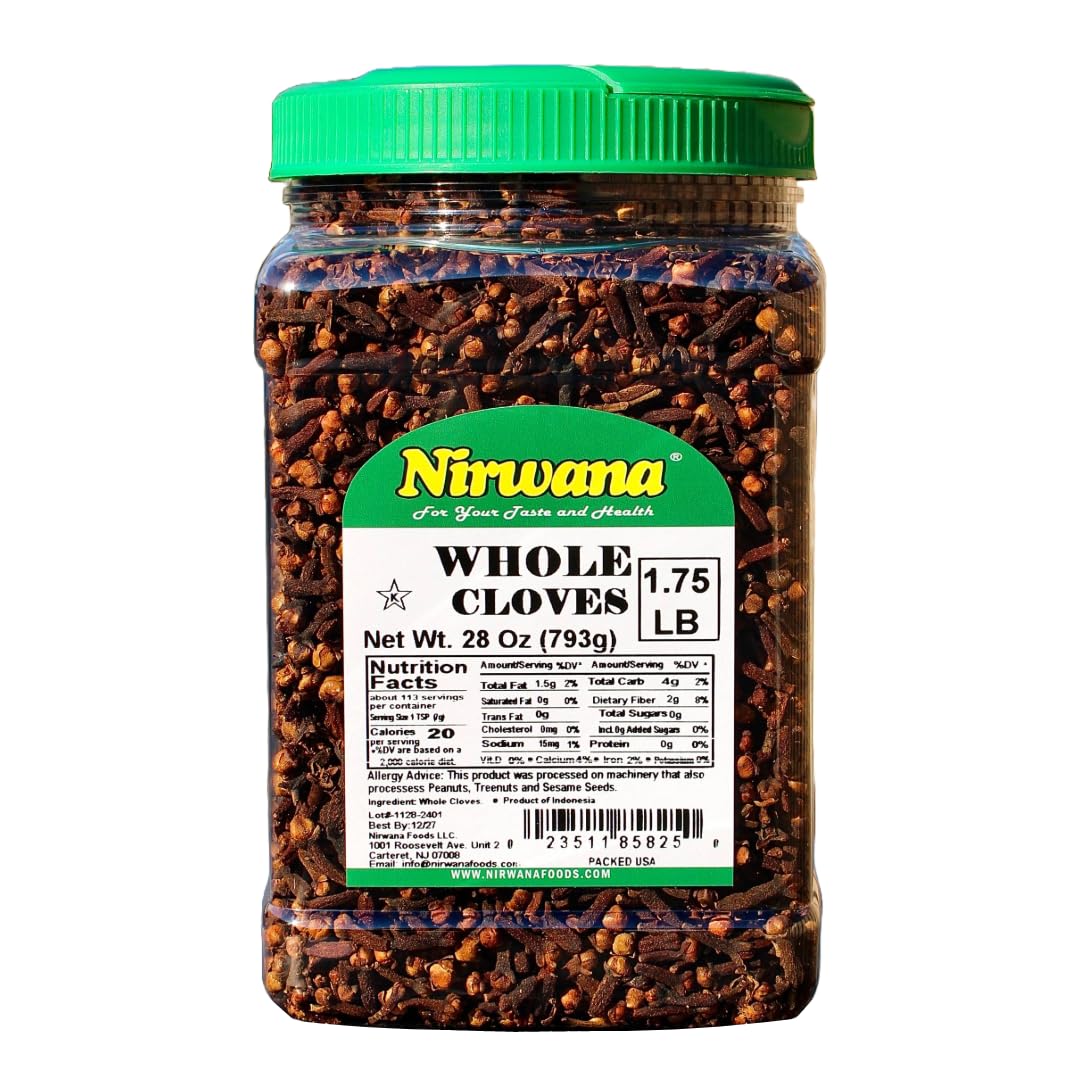 Nirwana whole cloves in a 28oz bottle showcase premium spice for cooking