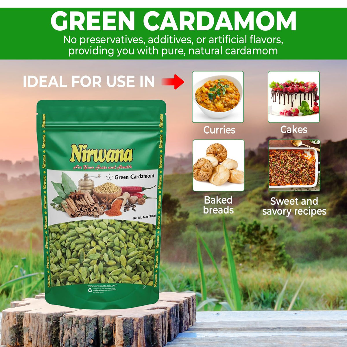 Nirwana green cardamom pods in tea brew for aromatic infusion