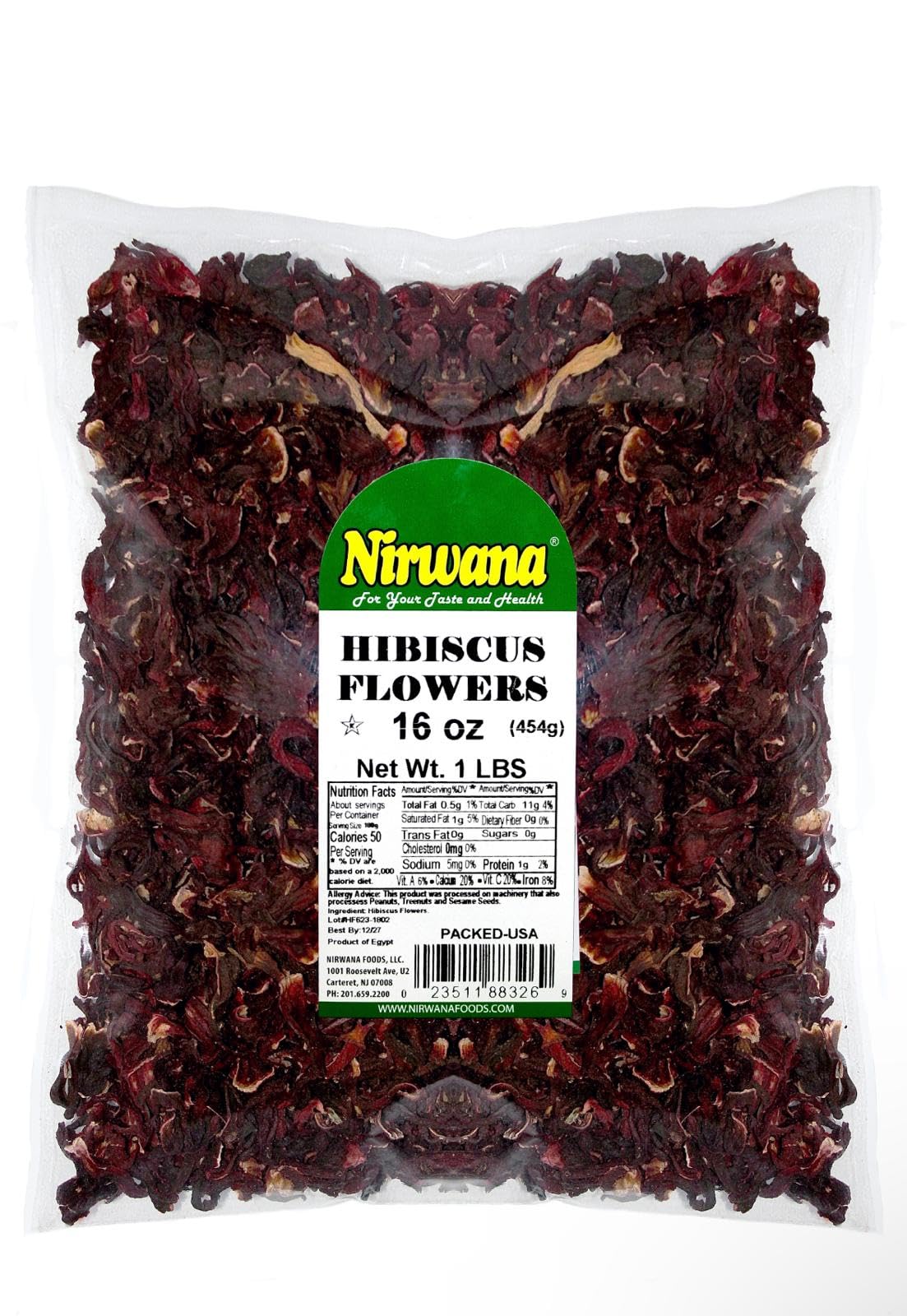 Nirwana hibiscus flowers, vibrant whole petals for infusions and blends.
