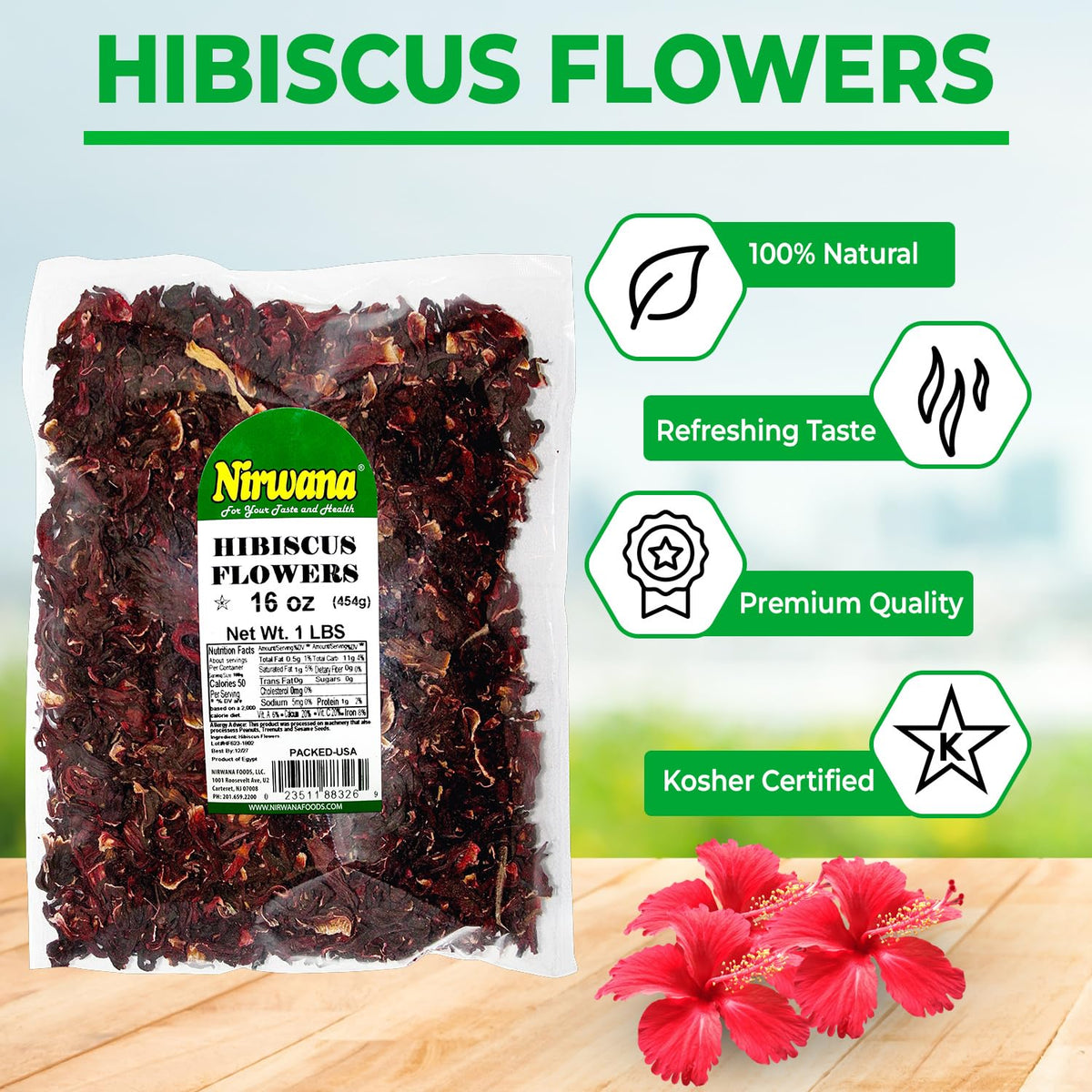 Nirwana hibiscus as a tea ingredient for colorful infusions.