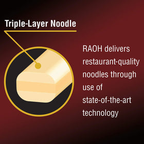 Nissin RAOH Tonkotsu ramen bowl served with rich broth and noodles.