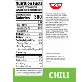 NISSIN Top Ramen Chili noodles cooking in boiling water.
