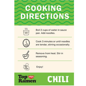 NISSIN Top Ramen Chili seasoning packet for flavor control.