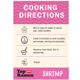 NISSIN Top Ramen Shrimp flavor seasoning packet close-up with no added MSG.