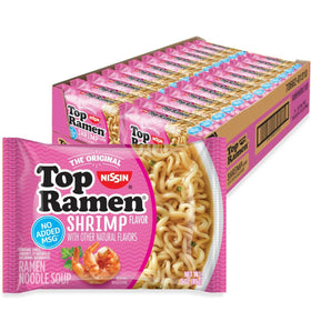 NISSIN Top Ramen Shrimp flavor ready-to-serve bowl for quick meals.