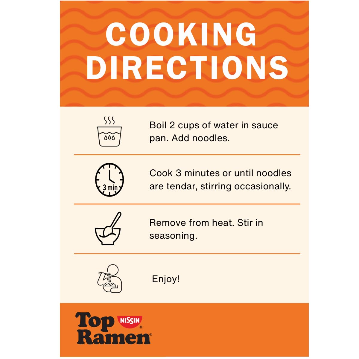 NISSIN Top Ramen variety pack highlights multiple flavors for versatile meals.