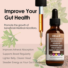 Nitidissima VELLO herbal ingredients closeup featuring black walnut and wormwood.