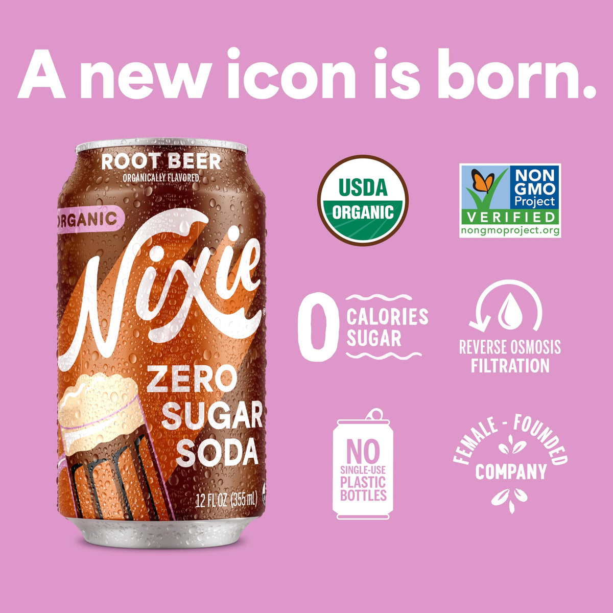 Nixie Organic Soda label closeup with organic non-GMO ingredients