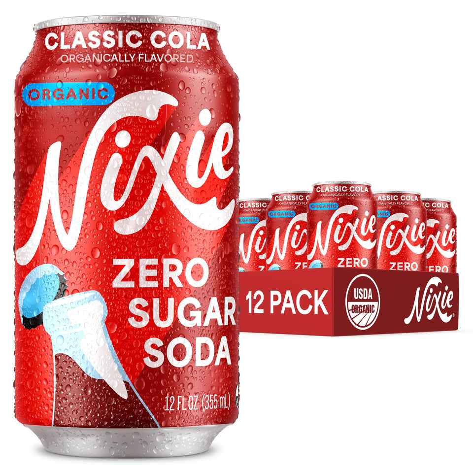 Nixie Organic Zero Sugar Soda Classic Cola can for a clean, refreshing cola experience