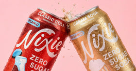 Nixie Recyclable can symbol promotes planet-friendly packaging choice.