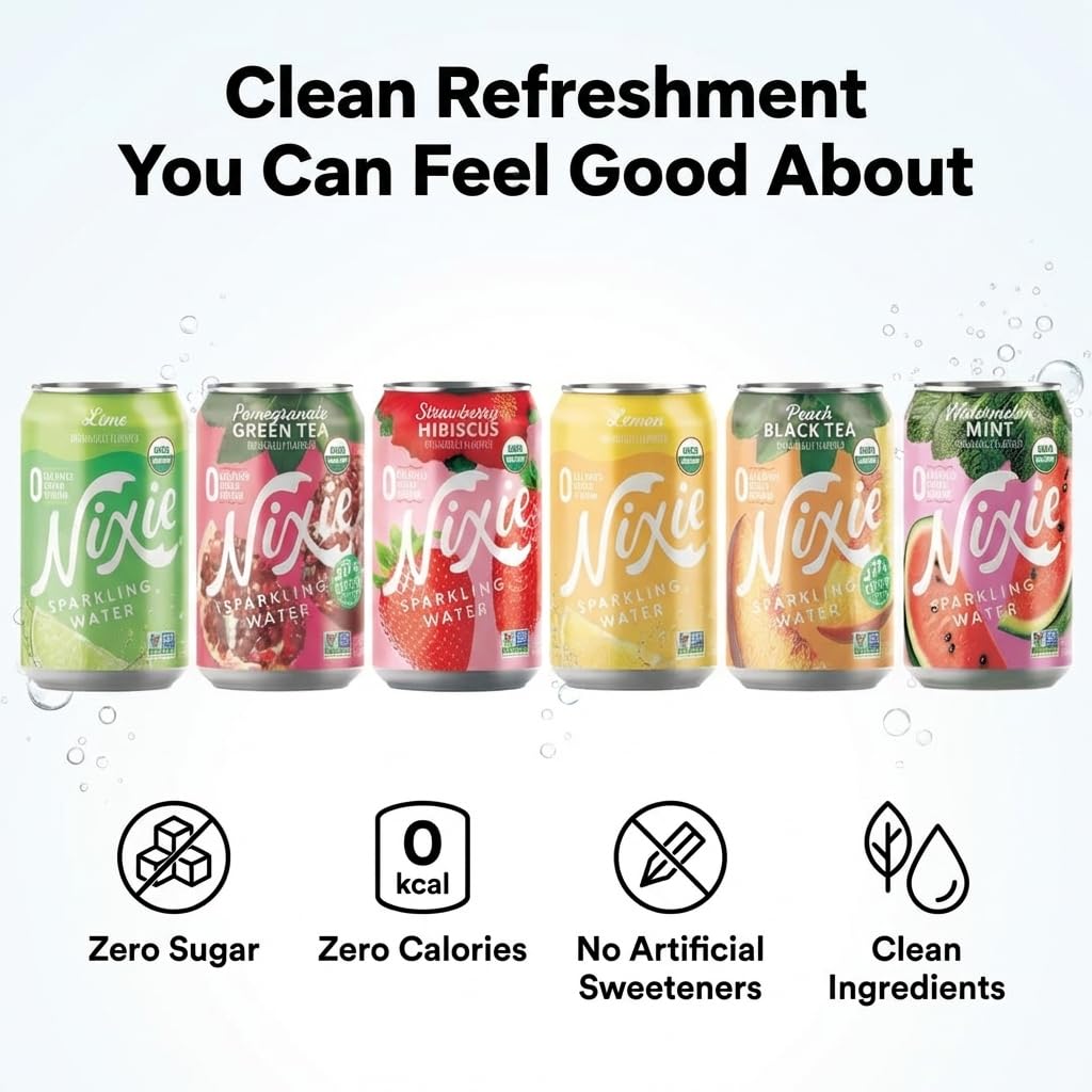 Nixie Sparkling Water Pomegranate Green Tea can with brewed tea flavors