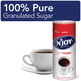 N'Joy granulated sugar texture close-up for baking and beverages.