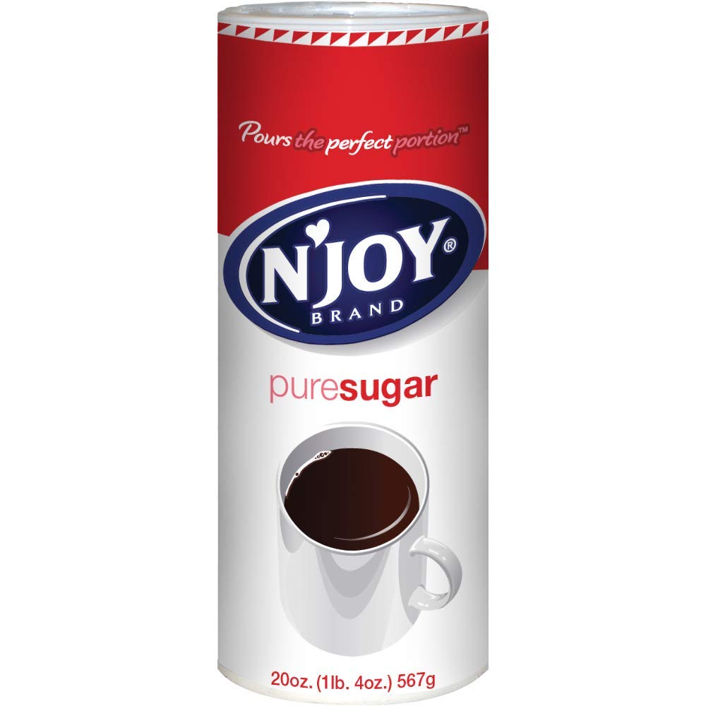 N'Joy sugar canister with easy pour lid for neat refills.