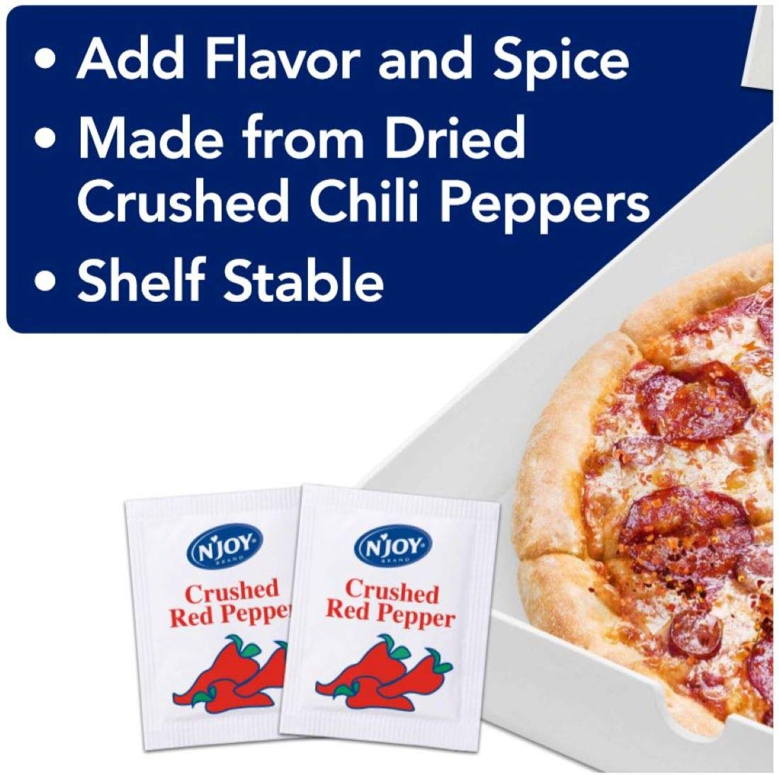 N'Joy 500-count bulk case of red pepper flakes for busy kitchens.
