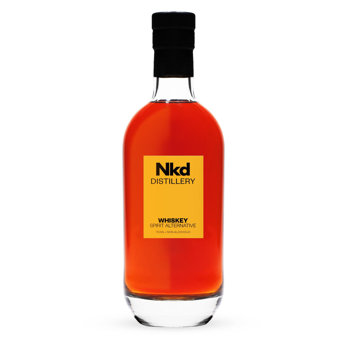 NKD Distillery NKD Whiskey non-alcoholic bottle showing rich oak notes for flavor depth