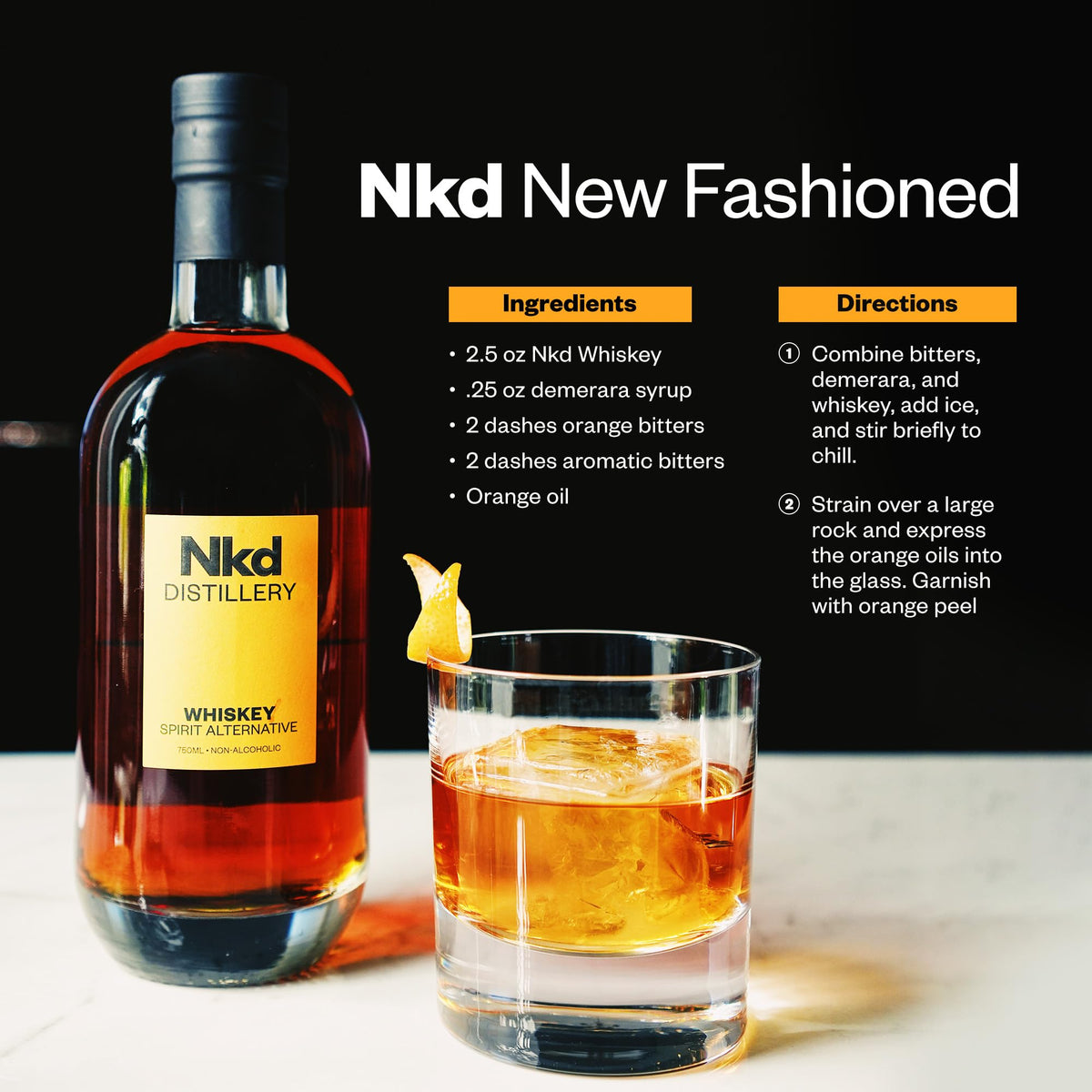  NKD Distillery NKD Whiskey non-alcoholic cocktail setup ready for experimentation