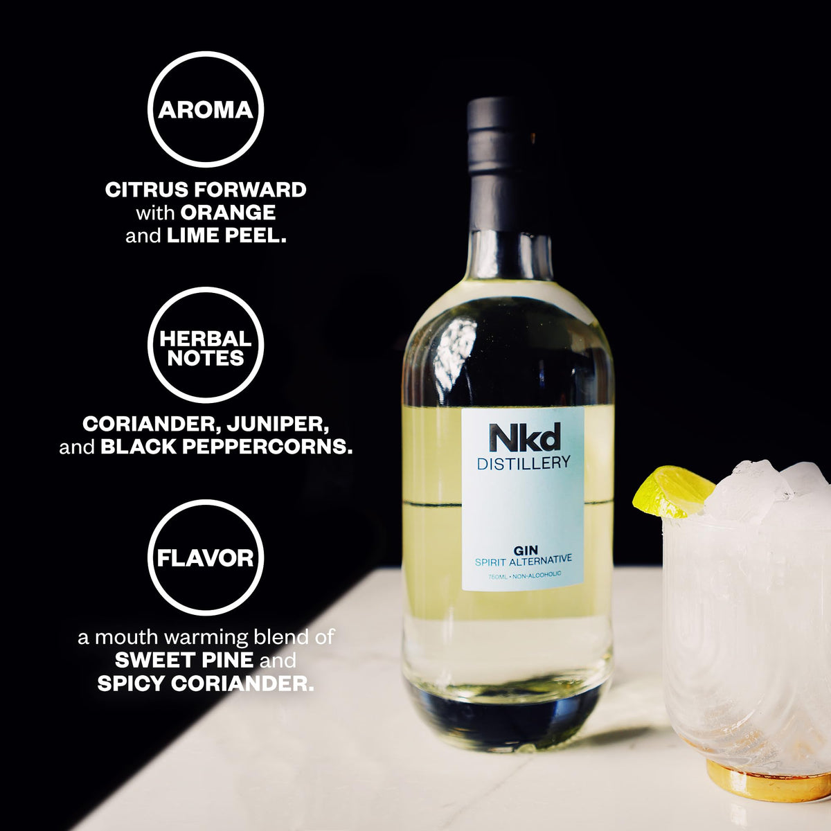 Coriander and black peppercorn notes in NKD Gin add spice.