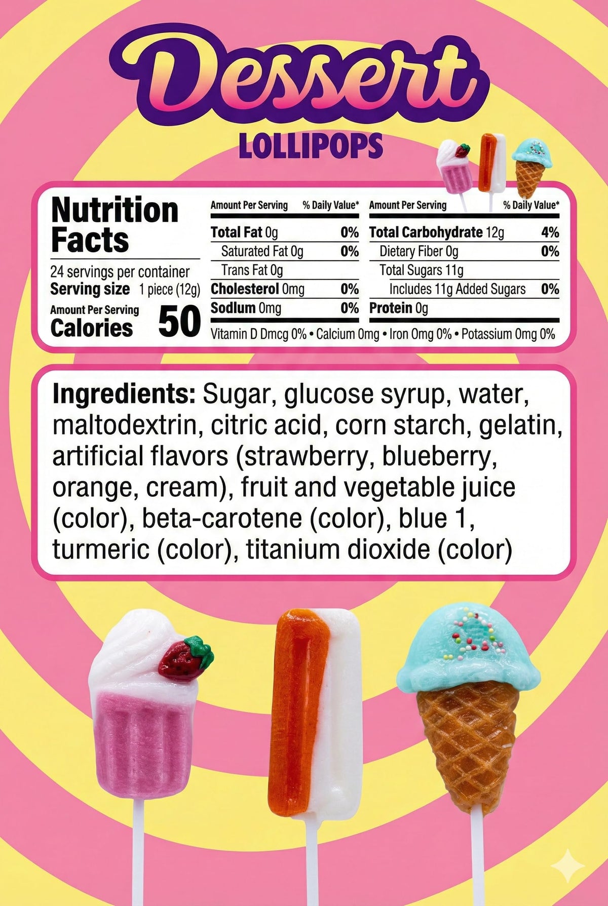 NLS Candy Co. Dessert Lollipops box image, assortments ready for events.