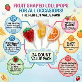 NLS Candy Co. fruit shape lollipops banana flavor, kid-friendly treat.