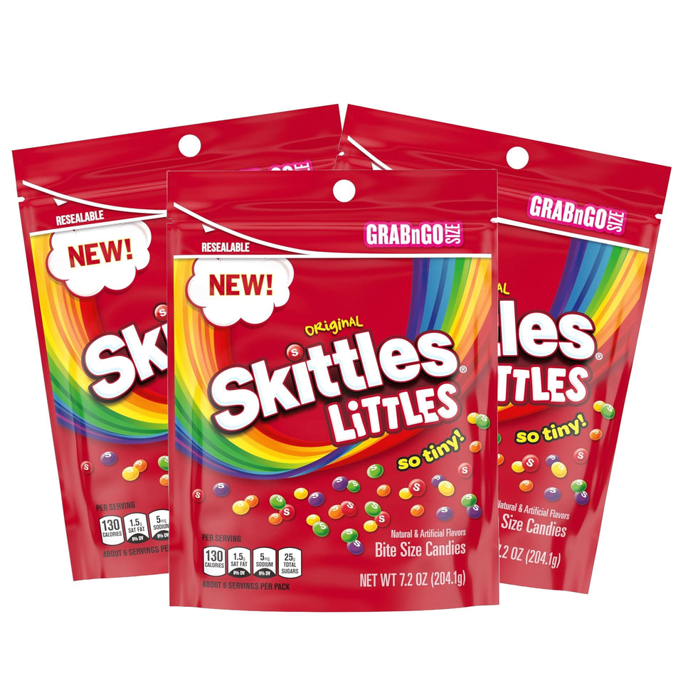 NLS Candy Co. Skittles Littles bite-sized chewy candy ideal for on-the-go snacking.