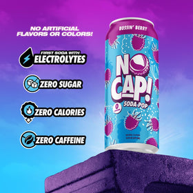 NO CAP! Strawberry Dream can showing caffeine-free, bold flavor
