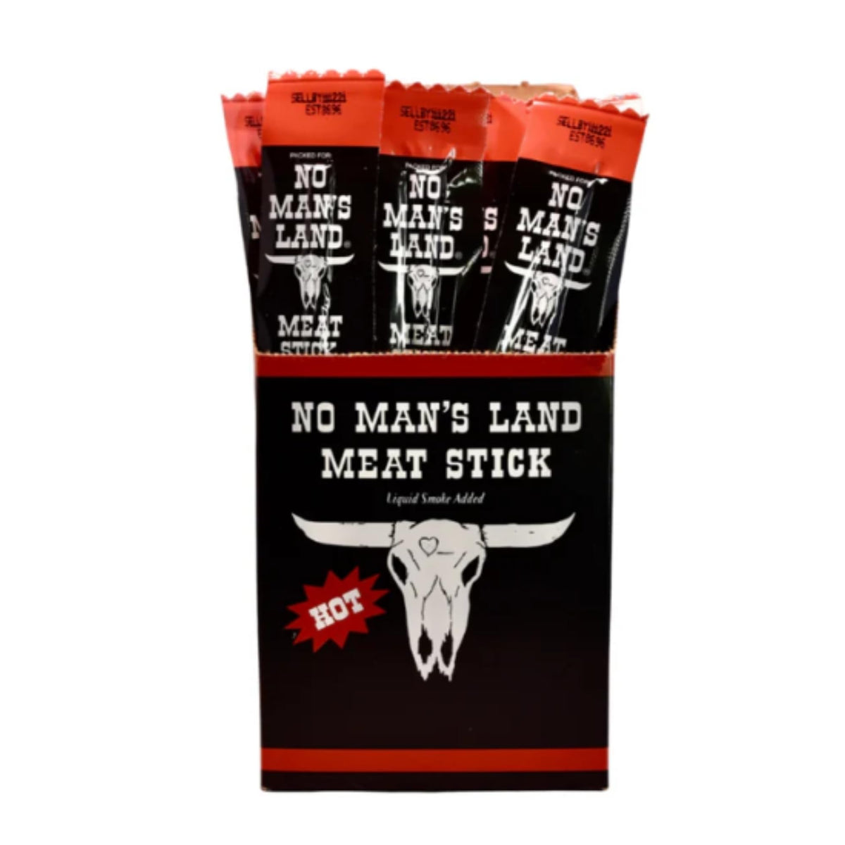 No Mans Land Beef Jerky 24-pack 1oz hot sticks, high-protein on-the-go snack