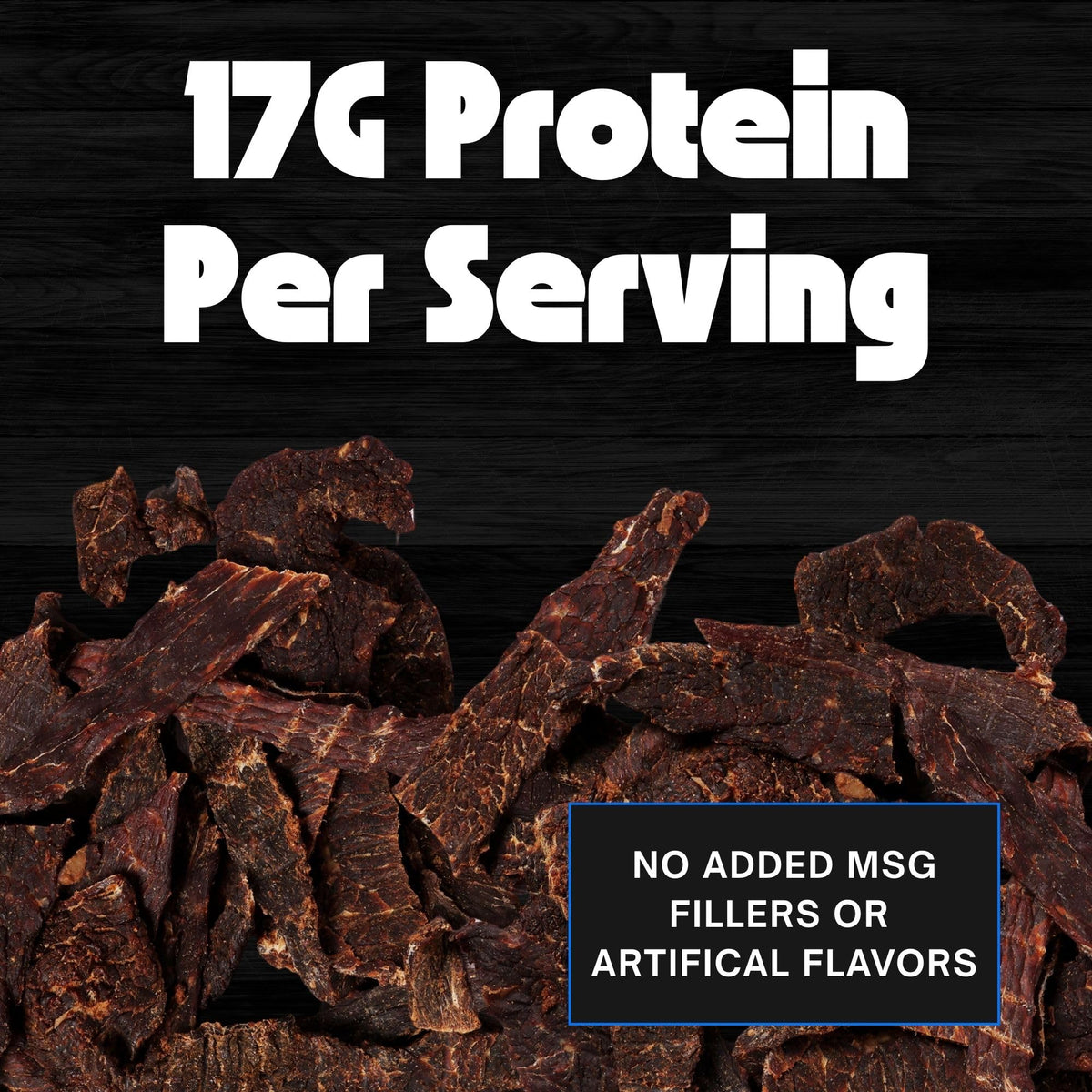 No Mans Land jerky close-up texture reveals lean, chewy bite
