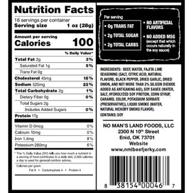 No Mans Land Beef Jerky fajita lime snack ideas for quick, protein-rich nutrition.