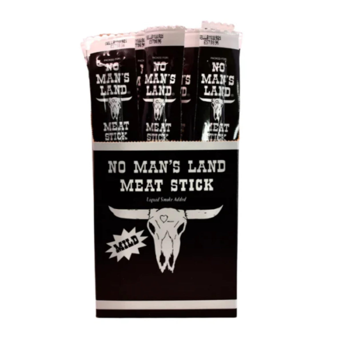 No Mans Land Beef Jerky meat stick, mild flavor, high-protein snack for on-the-go fueling.